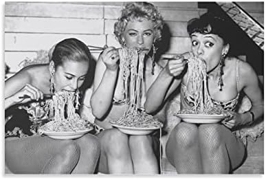 Poster imprimido em tela de bludug comendo espaguete pôster 1958 Poster preto e branco Poster Poster de