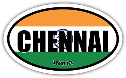 Chennai Índia Bandeira Oval Decal de Vinil adesivo 3x5 polegadas