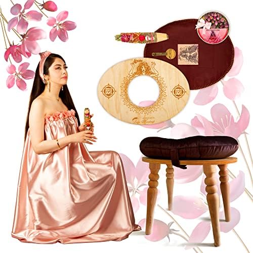 Sama Handcraft Devi Seat em um assento de madeira a vapor de pacote de pacote de luxo com fotos gravadas de deusa