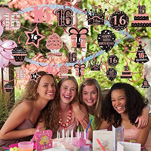 Kit de decorações de faixas de aniversário de 16º aniversário para meninas - Lares de 16º aniversário