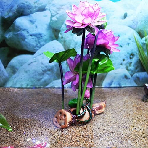 ElegantStunning Aquarium Artificial Lotus Flor Ornamento de resina Faux Flor Arranjo para Decoração