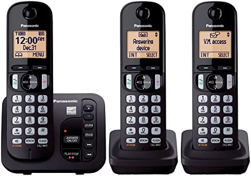 Panasonic KX-TGC253B DECT 6.0 Telefone fixo de 3 mão com a secretária eletrônica