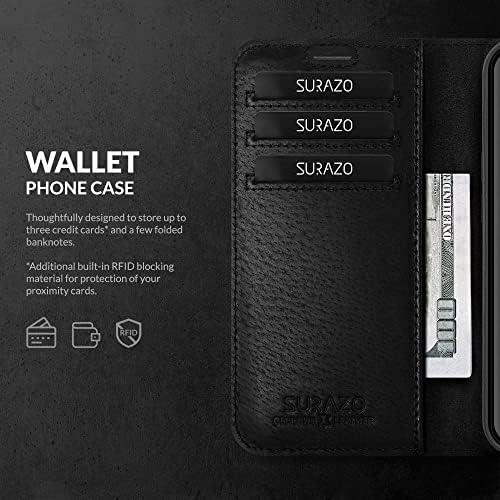 SURAZO SAMSUNG S21 PLUS CASE CATURA CATURA GENUINA - RFID Slots de 3 cartas e bolso de dinheiro - Fechamento