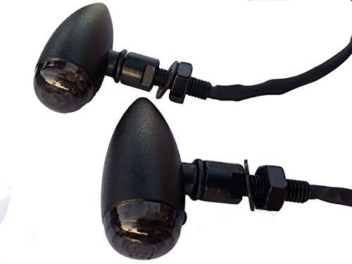 Motortogo Black Bullet Motorcycle LED Signal Signal LED Indicadores pisquecedores com lente de fumaça Compatível