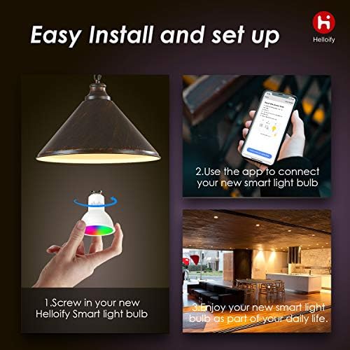 Helloify GU10 LED Smart, lâmpada wifi Compatível com Alexa Google Home, RGBCW Alteração de cores, White White