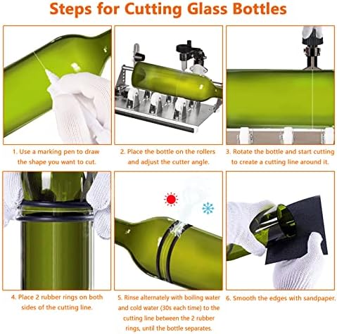 Miimoo Glass Bottle Cutter - Kit de cortador de vidro DIY atualizado com acessórios completos para diferentes ângulos,