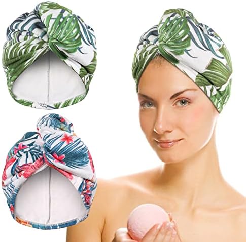 AUROTRENDS Microfiber Hair Towel Pack 2pack, envoltórios de cabelo impressos para mulheres cabelos