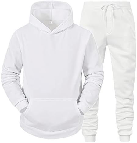 Homens de outono e inverno Conjunto de lazer Solid Solds Sweater Pants Sports Sports Men Suit Fabric White