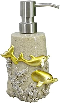 Dispensador de sabão de mãe e bebê de Dolphins de resina 3D, acessório de banheiro de praia, tema oceano
