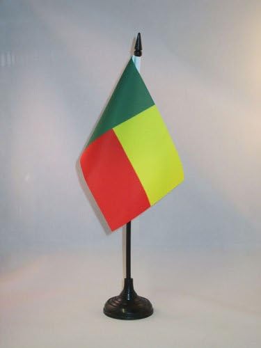 AZ FLAND BENIN TABELA BANDEIRA 4 '' x 6 '' - Bandeira da mesa beninesa 15 x 10 cm - palito de plástico