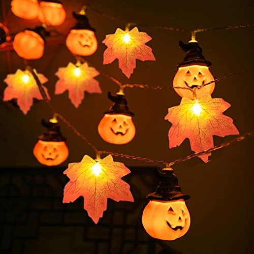 OVV 2Pack Halloween Pumpkin Maple Folhas Luzes de corda 20 pés 40 LEVAS DOCORAÇÕES DE FALA DE LED LUZES