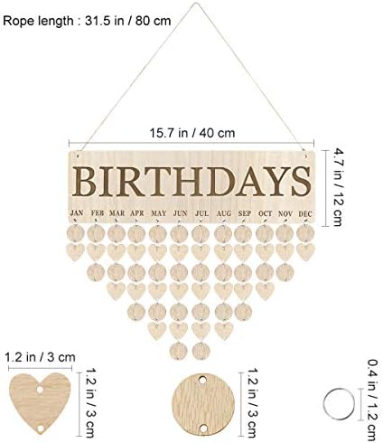 Besportble Family Birthday Lembrete do calendário Placa de calendário de parede DIY para decoração de