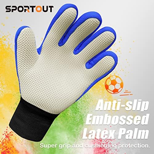 Luvas do goleiro do Sportout Kids, luvas de futebol com proteção de punho duplo e material de