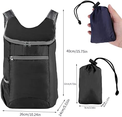 2 pacote 15 l Ultralight Packable Backpack Travel, Pacotes diurnos dobráveis ​​de mochila para camping