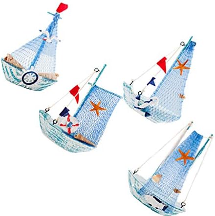 Sewacc 4pcs mini modelo de veleiro modelo de madeira para barcos em miniatura de barcos de barcos de