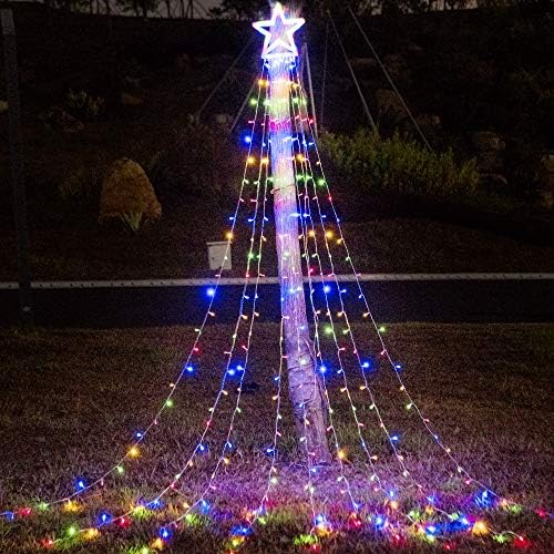 Puhong Christmas Decoration Outdoor Star String Lights, 16,4 pés de árvore de Natal Luzes 320 LED 8 Modos de