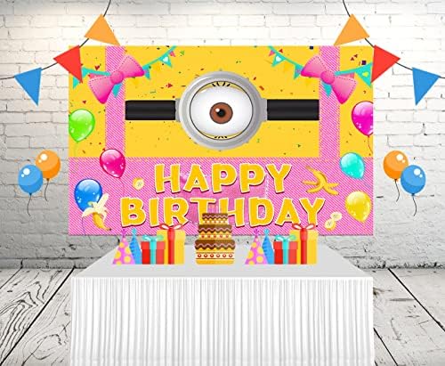 Cenário amarelo de desenhos animados para festas de aniversário de festas de 5x3 pés banner de desenhos animados