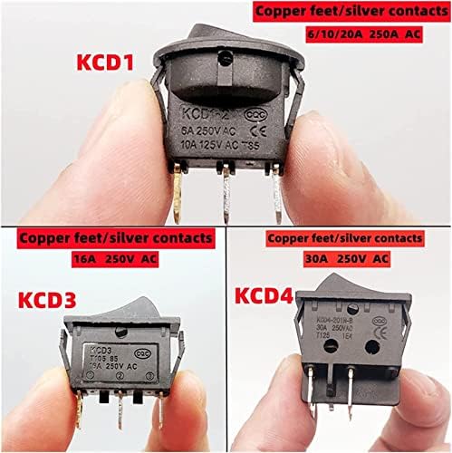 WKQifeil Rocker Switch 4 PCs, 3/4 pinos, Mini Rocker Switch Button, On-Off, 6/10/16/30A 250V Pés