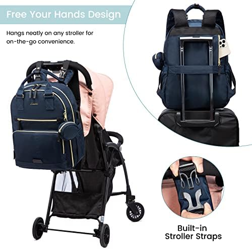 Backpack da bolsa de fraldas LoveVook, bolsa de bebê para meninas meninas com troca portátil Pad e estojo de chupeta,