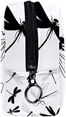 Bolsa de higiene pessoal, bolsa de cosméticos de maquiagem para homens, silhueta de libélula preta