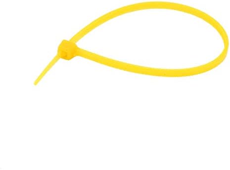 X-Dree 3mm x 150mm de bastão de nylon de travamento automático amarra o fio industrial pesado zíper amarelo