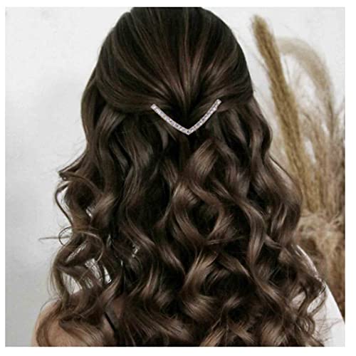 Erimberate Bohemian Crystal Arrow Clipe de cabelo Riprone Barrette Cz V Shape Hairpin Gold shortpin Rhinestone