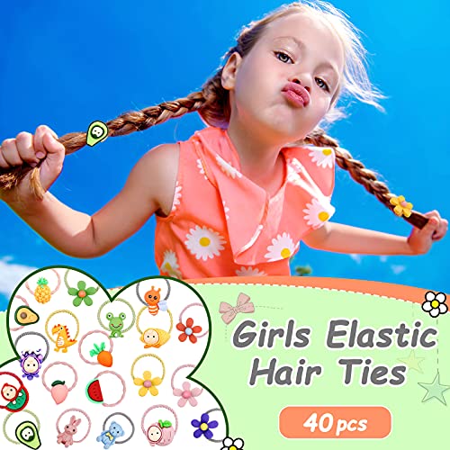 40 peças garotas fofinhas amarrar o cabelo elástico colorido garoto bandeira de cabelo cordas