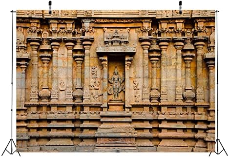 BELECO 10x8ft Tecido Indiano Hindu Templo ídolo esculpido na parede do templo de Brihadishvara, Thanjavur