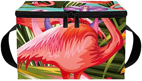 Lunchagem Guerotkr para homens, lancheira isolada, lancheira para adultos, flores de flamingo tropical deixa padrão colorido