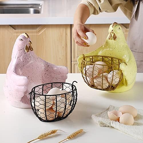 Sefax Creative Resin Egg Basket, cestas de coleta de ovos de metal para reunir ovos frescos, categorias de ovos