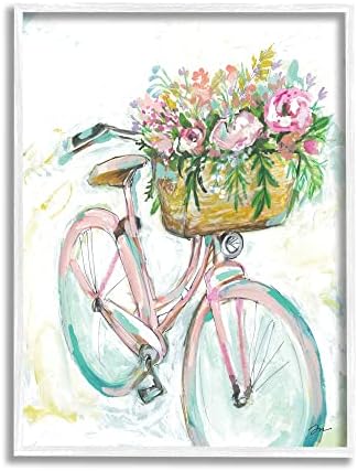 Stuell Industries Parisiense Retro Bike Spring Flower Basking Painting, Design de Jessica Mingo