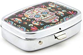 Sugar Skull Pill Box Dia do Caso da Casa da Medicina Dead Caixa de Viagem de Viagem
