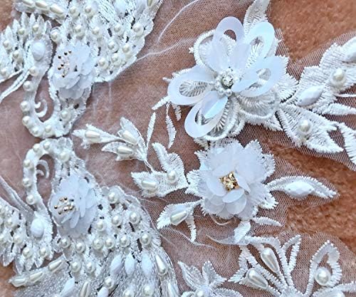 White Vintage Wedding Lace Apliques Motificação de renda de flor 3D Motificação de ara