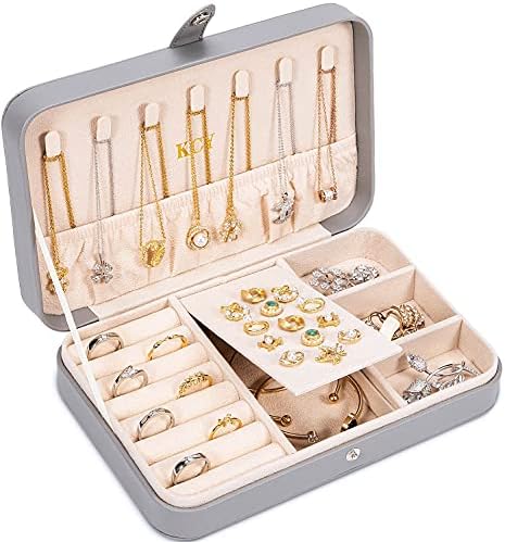 Caixa de jóias Kcy para mulheres meninas, caixa de jóias de pequenas viagens, caixa de armazenamento de jóias