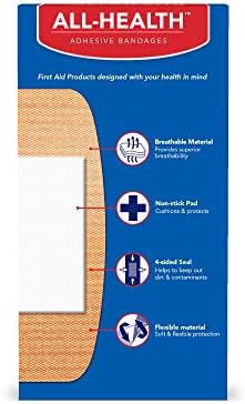 Todas as bandagens adesivas de tecido flexível em saúde, xl 2 polegadas x 4 pol, 10 ct | Proteção flexível extra