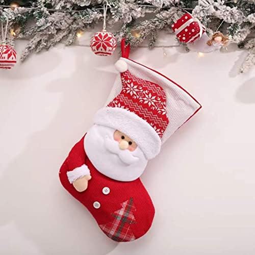 Enfeites de pano de malha de natal meias de natal meias de doces sacos de presentes grandes decorações de