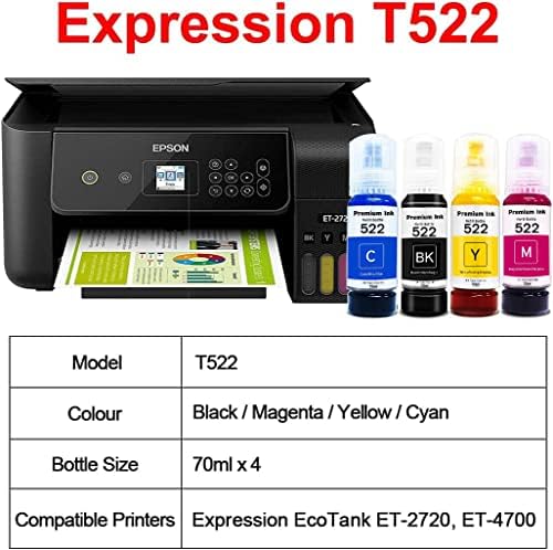 Kits de garrafas de tinta de reabastecimento seogol T522 compatíveis com a impressora Epson EcoTank