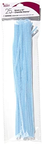 Cousin Diy Blue Light Chenille Haste Pipe Cleaners, 6mm x 12 polegadas, 25 pacote