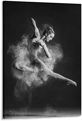 20x30 polegada de bailarina preta e branca Pintura de tela elegante pose pose de impressão de parede de parede de dança de dança de dança
