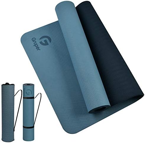 Gruper Yoga Mat non Slip, tapete de exercício de fitness ecológico com alça de transporte, tapetes de ioga para