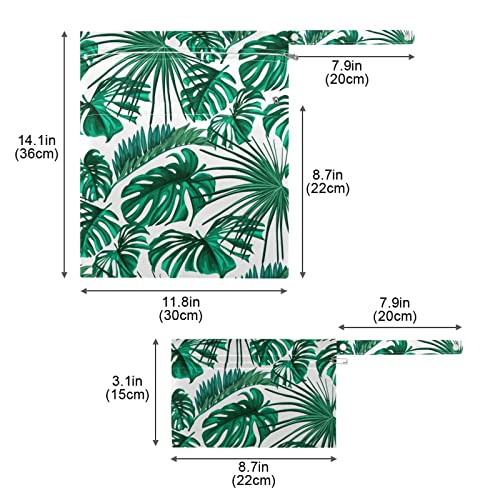 Xigua Tropical Palm folhas bolsas molhadas 2 Pacote à prova d'água Saco de fraldas de pano pendurado com dois bolsos