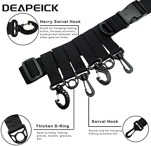 DeAPeick Pesca Cintura da cintura Haste do suporte da haste ajustável Cintos de caução com ganchos removíveis