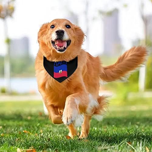 Bandeira de cão Haiti Bandana Bandana Ajustável Colinho de animais de estimação Chete Triangle Triângulo