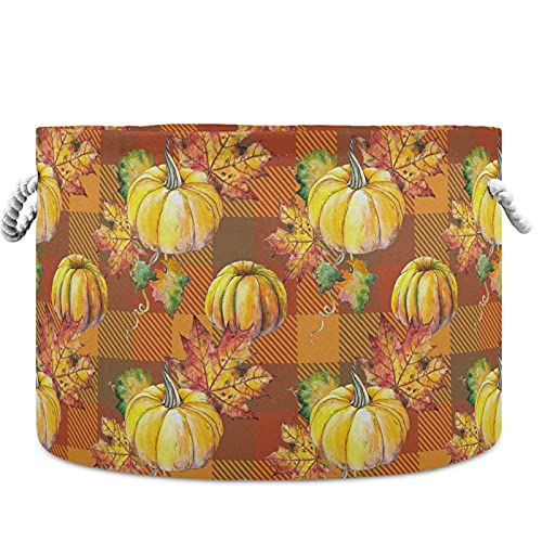 VISESUNNY Vintage Autumn Pumpkin Maple Leaf Leaf Laundry Cestas