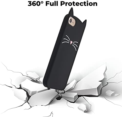 Megantree fofa iPhone SE 2022 Case, iPhone SE 2020, capa de gatinho de gato de gato preto, estojo para iPhone 7,