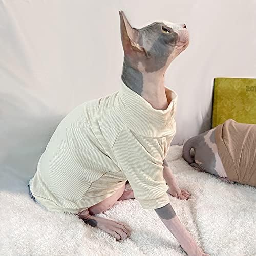 T-shirt de pulôver de gato sem pêlos de brinquedos com mangas, camisa de gola de gúmulo de roupas de gato