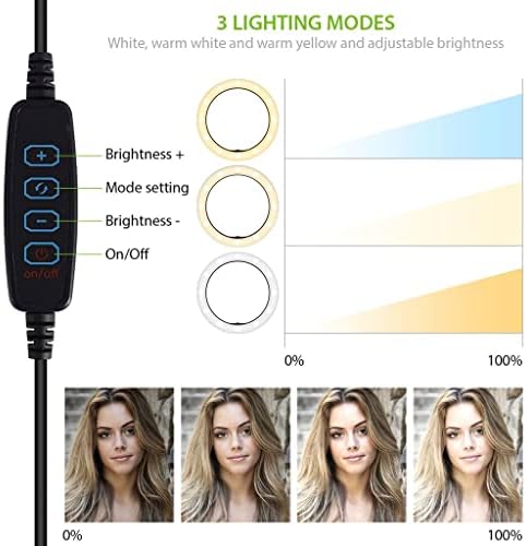 Anel de selfie brilhante Tri-Color Light Compatível com seu Zen Mobile Ultrafone 102 10 polegadas com remoto