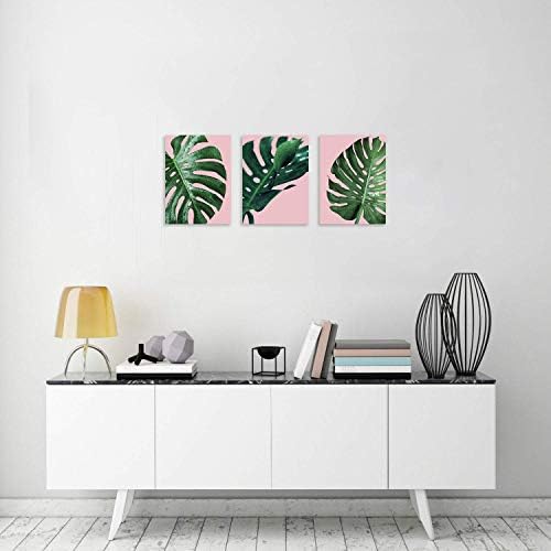 Planta de parede de planta tutubeer folhas tropicais e água no fundo rosa decoração de parede tropical Arte