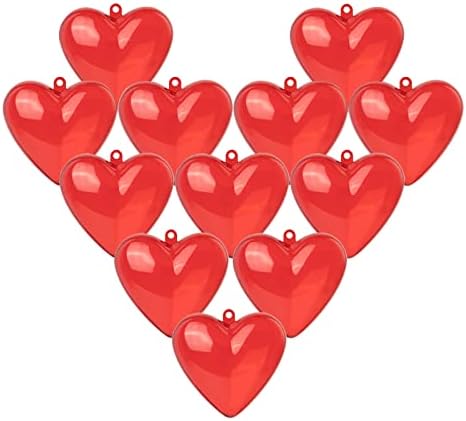Conjunto Iskybob de 12 ornamentos preenchidos vermelhos Bola, pingente de Natal em forma de coração de coração