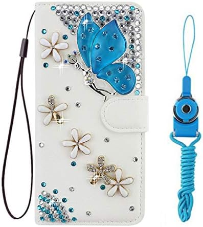 Capa de telefone de diamantes brilhantes hficy com protetor de tela de vidro e cordão, caça de telefone